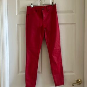 Red pants with a sheen finishh